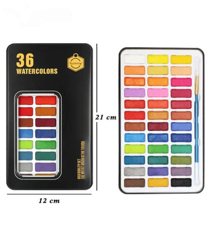 Keep smiling water color 36 colors Metal Tin Set With Brush