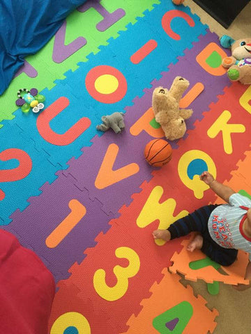 Alphabet Puzzle Foaming Playing Mat For Kids - Interlocking Foaming Floor Blocks Tiles Set Of 36 PCS