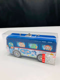 Metallic Bus Pencil Box With Moving Wheels Three Compartment Compass Box for Kids