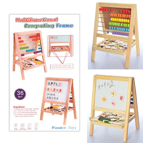 Multi Functional Computing Frame and Wooden Educational Learning Toy Writing and Drawing Board Abacus develop imagination and fine motor skills.