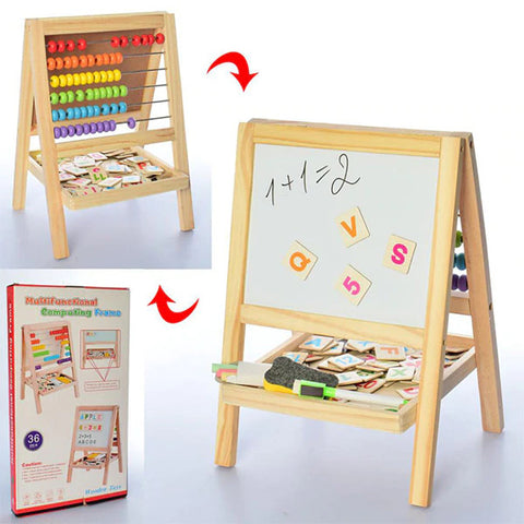 Multi Functional Computing Frame and Wooden Educational Learning Toy Writing and Drawing Board Abacus develop imagination and fine motor skills.