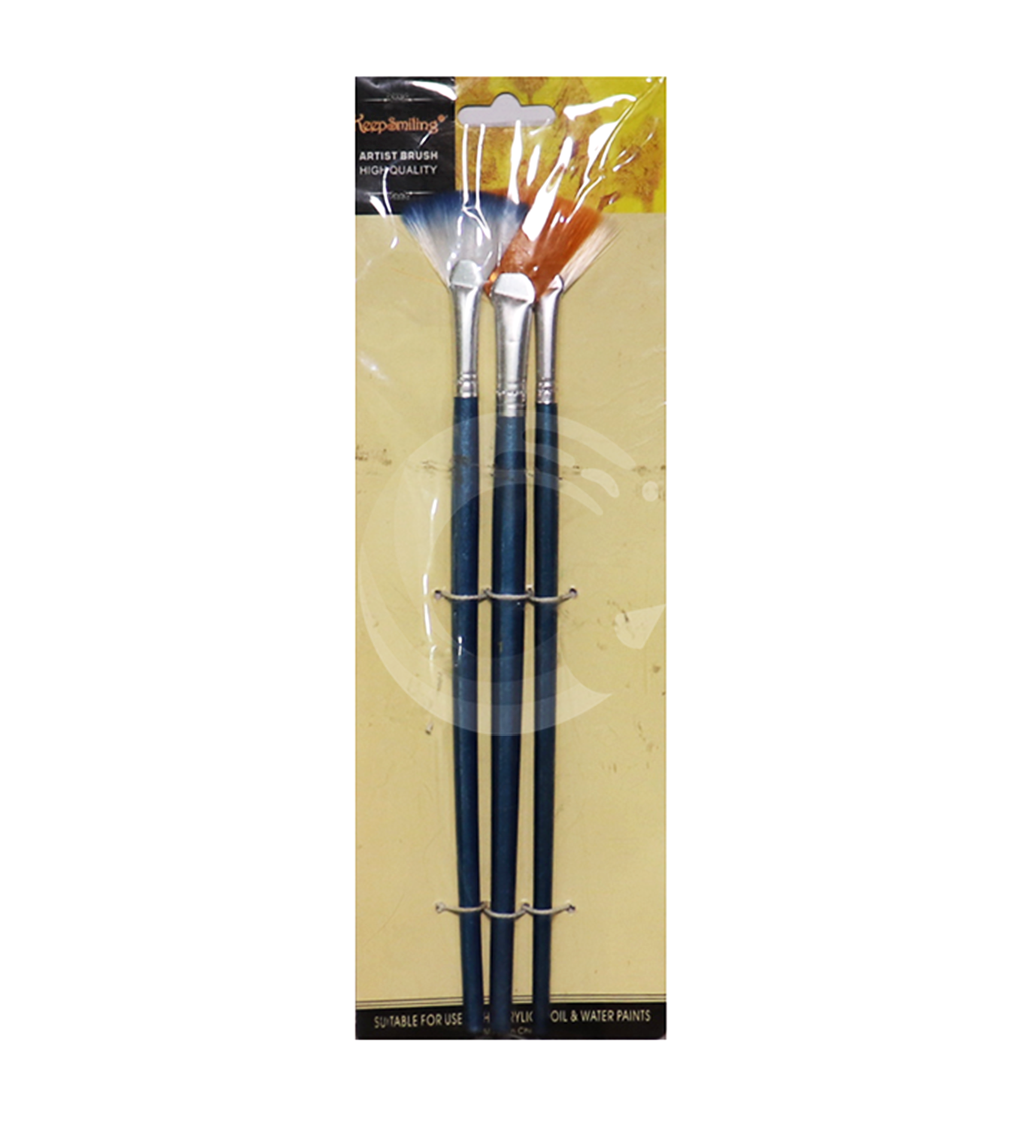 Keep Smiling Paint Brush set Fan shape 3Pcs