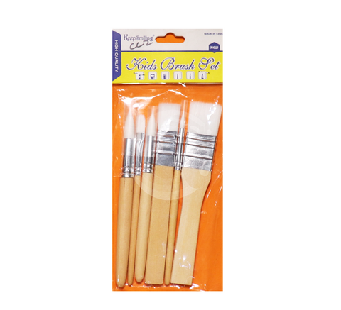 Keep Smiling Paint Brush set Multi shapes wooden 6Pcs