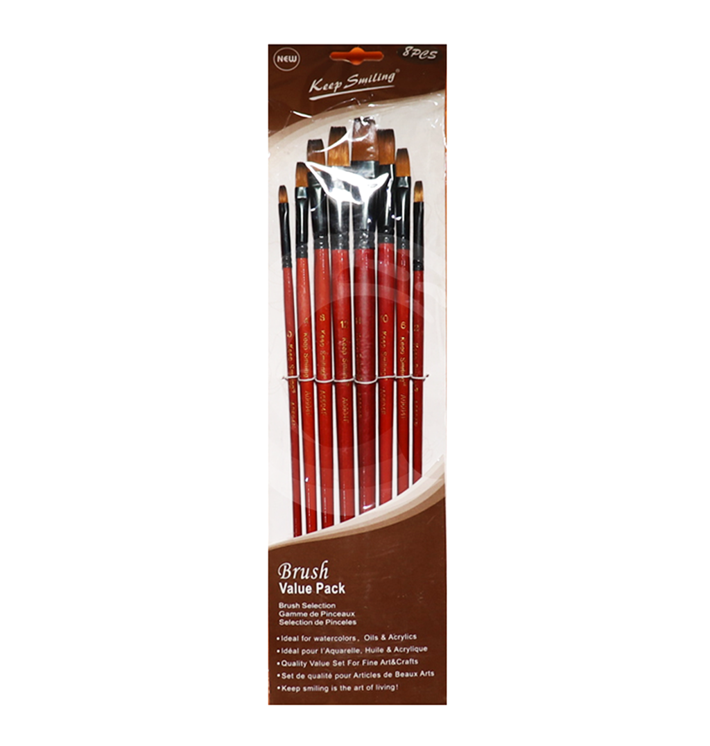Keep Smiling Paint Brush set Flat shape 8Pcs