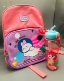 Pink School Bag Deal For Girls | Kids School Essentials Combo | Cute Backpack With Water Bottle Pocket Friendly Deal