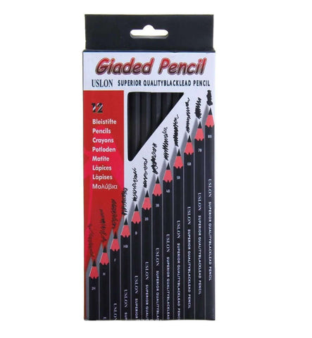 USLON Sketch Pencil Graphite graded Pencil Set 12