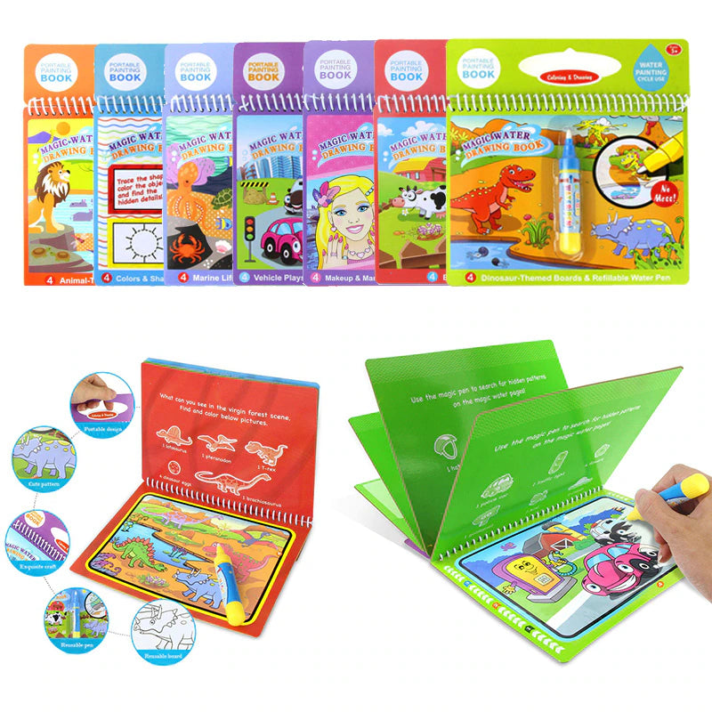 Magic Water Drawing Book Coloring Doodle Reusable Activity Book for ki –