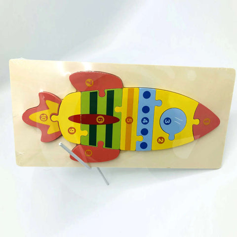 Kids Wooden Puzzle Rocket Shape for Toddlers Preschool Educational Toys
