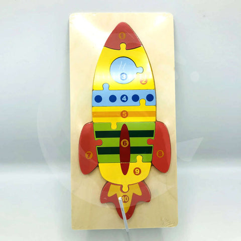 Wooden Puzzle Rocket Shape for Toddlers Preschool Educational Toy