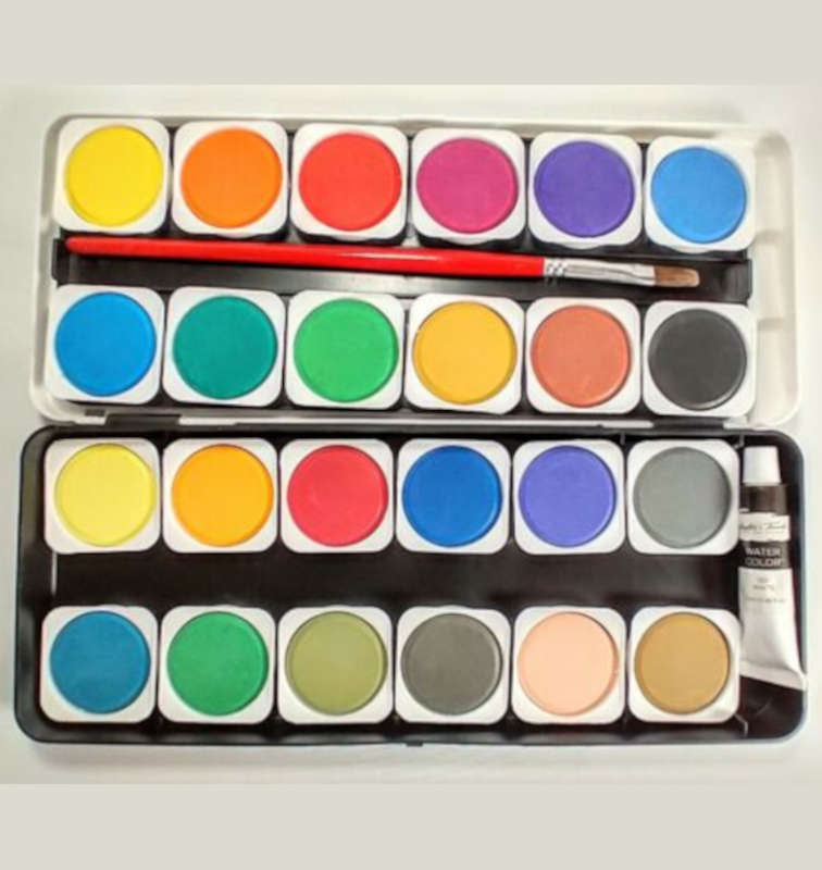 Buy ST Artists Water Color Tablets Set 24 Colors With Paint Brush ...