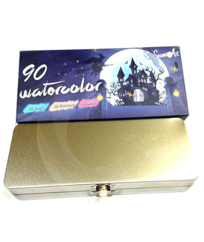 Seamiart Solid Watercolor Paints 90 Color set of  Basic, Shimmer and Neon