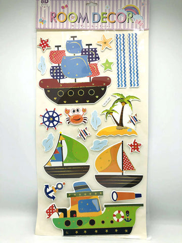 3D Wall Sticker Ship Theme Kids Room Wall Stickers