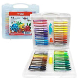 Titi Crayon Color 48 Pcs Pack, Non-Toxic Oil Pastel Crayon Sticks with Plastic Carry Case