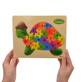 Educational Wooden Alphabets Puzzle Turtle Shaped Toy For Toddlers Early Learning