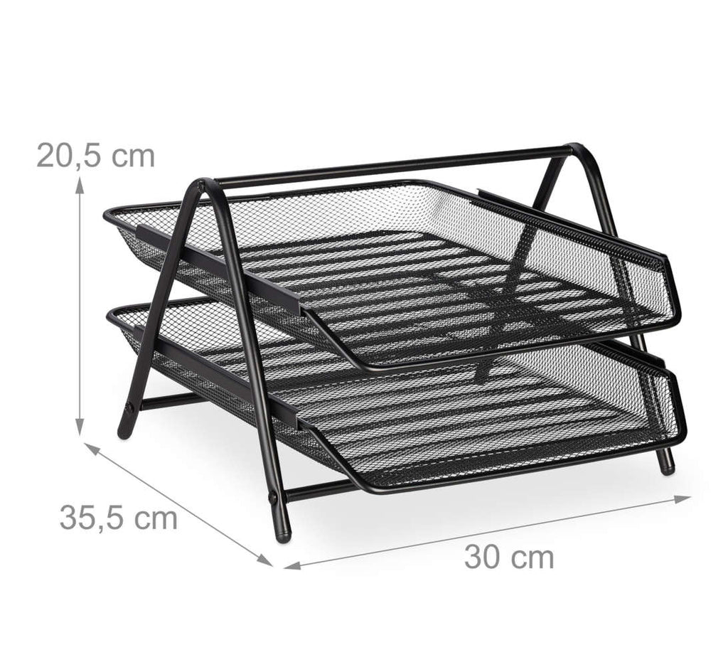 Buy Two Tier Tray Office Desktop Document Letter Tray Mesh File Rack ...