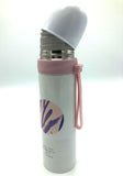 Trendy Stainless Steel Water Bottles For Girls | White And Pink Sports And Gym Vacuum Cup Double Cap