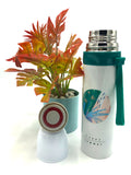 Green and White Stainless Steel Vacuum Cup For Girls  Screw on Cap