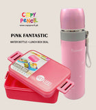 Pink School Water Bottle And Lunch Box Deal For Kids Stainless Steel Vacuum Flask Water Bottle And High Quality Plastic Lunch Box