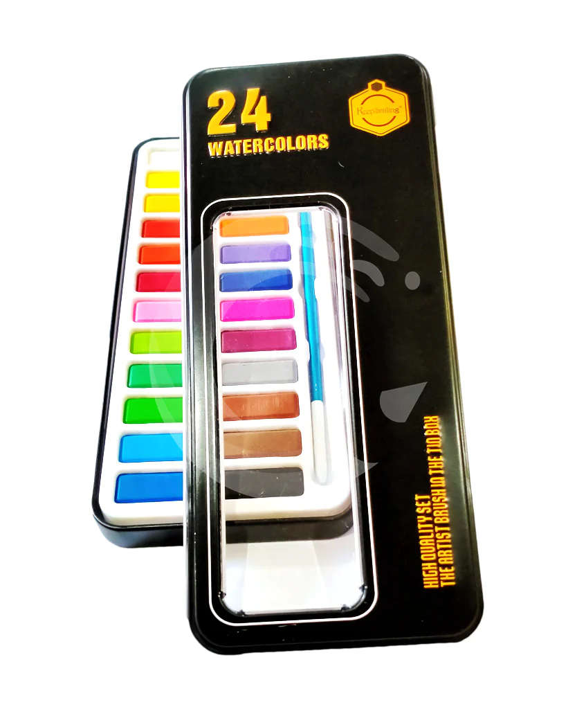 Buy Water Color Set Keep Smiling Water Color Set Of 24 Colors + Brush ...