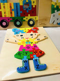 Alphabet Jigsaw Puzzle Wooden Board Cute Doll Early Education Toy