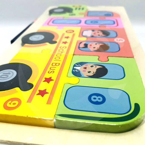 Kids Wooden Puzzle School Bus Shape for Toddlers Preschool Educational Toys