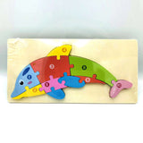Wooden Puzzles Dolphin Shaped Toddlers Preschool Educational Toys