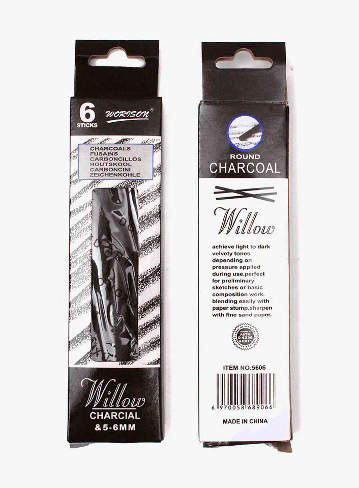 Generals Willow Charcoal - 5 Assorted Sticks with Kneaded Eraser