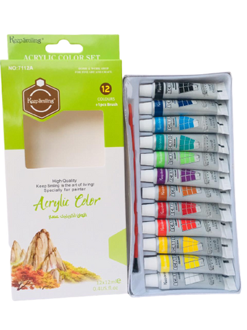 Keep Smiling Acrylic Paints 12ml Tubes Set Of 12 Colors