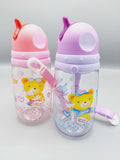 cute bear theme pre school water bottle pink purple 