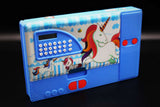 unicorn theme stationery holder standing front view with inbuilt calculator