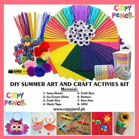 DIY Summer Art and Craft Activity Kit Buy Online in Pakistan Lahore Ice-Cream Sticks and Foam Sheet Craft Ideas for Kids 