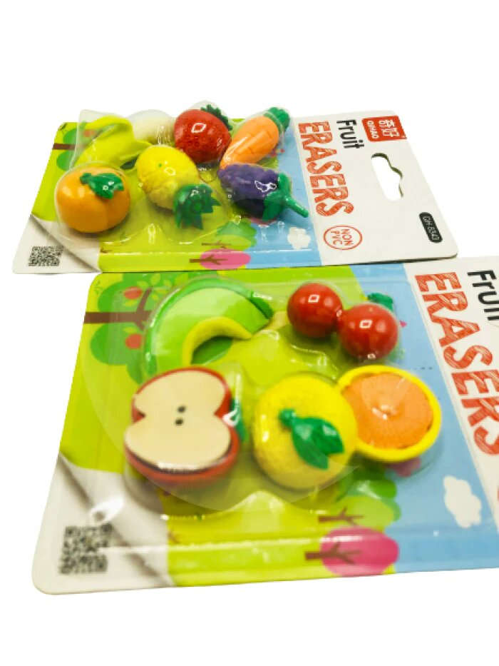 Fruit Shaped Fancy Erasers For Kids Pack Of 6 Erasers CopyPencil.pk