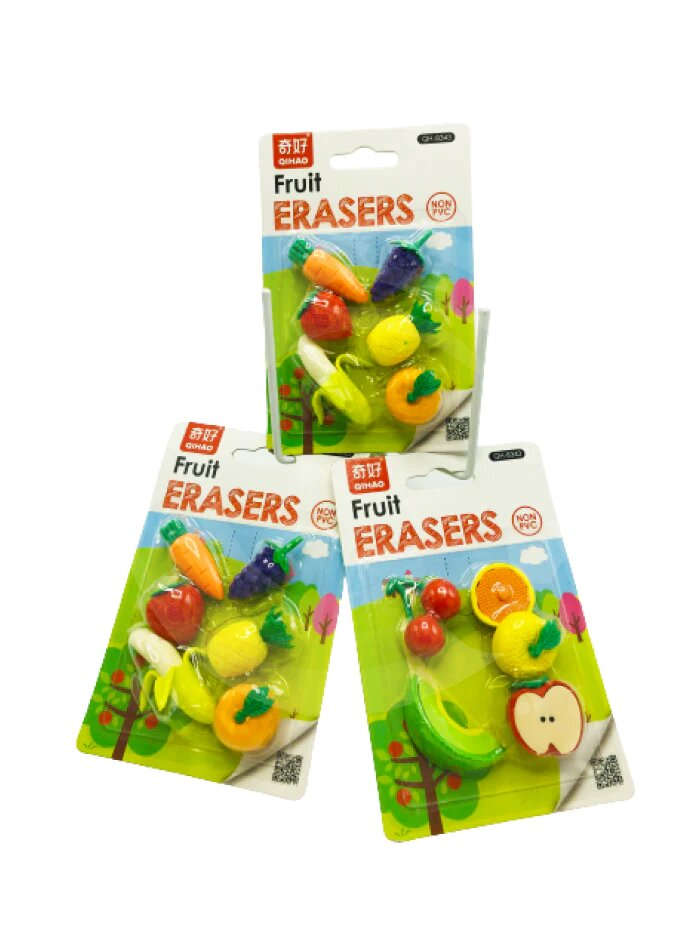 Fruit Shaped Fancy Erasers For Kids Pack Of 6 Erasers CopyPencil.pk
