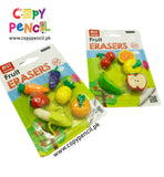 Fruit Shaped Fancy Erasers For Kids Pack Of 6 Erasers