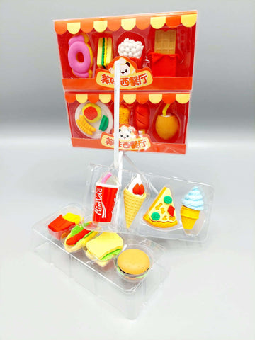 Junk Food Fancy Eraser Burger Fries Coke Donut Pack of 4 Erasers