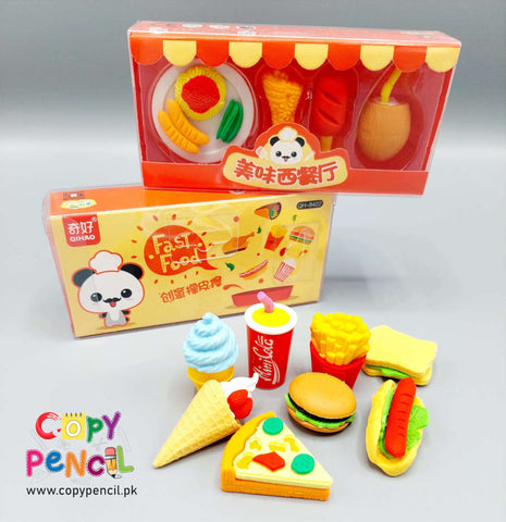 Junk Food Fancy Eraser Burger Fries Coke Donut Pack of 4 