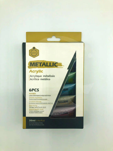 Keep Smiling Metallic Acrylic Paints 30ML Pack Of 6 Colors