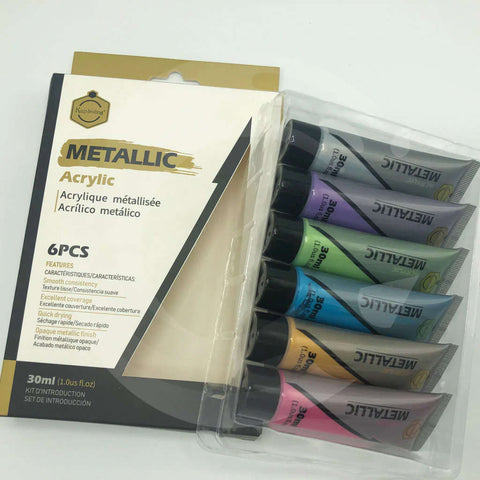 Keep Smiling Metallic Acrylic Paints 30ML Pack Of 6 Colors