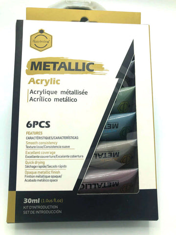 Keep Smiling Metallic Acrylic Paints 30ML Pack Of 6 Colors