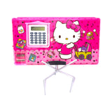 kitty theme magnetic double sided pink geometry box with calculator