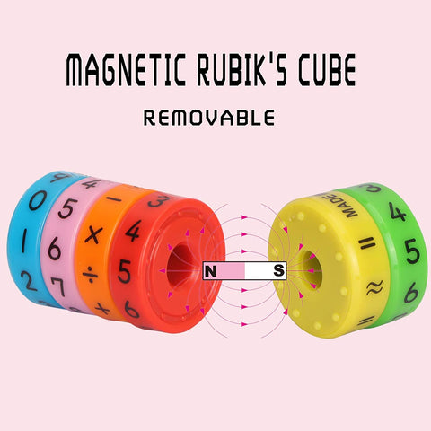 magnetically connected educational blocks showing numbers, math symbols and counting