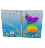 glittery colorful diary with mermaid tail 3d popit toy on front cover