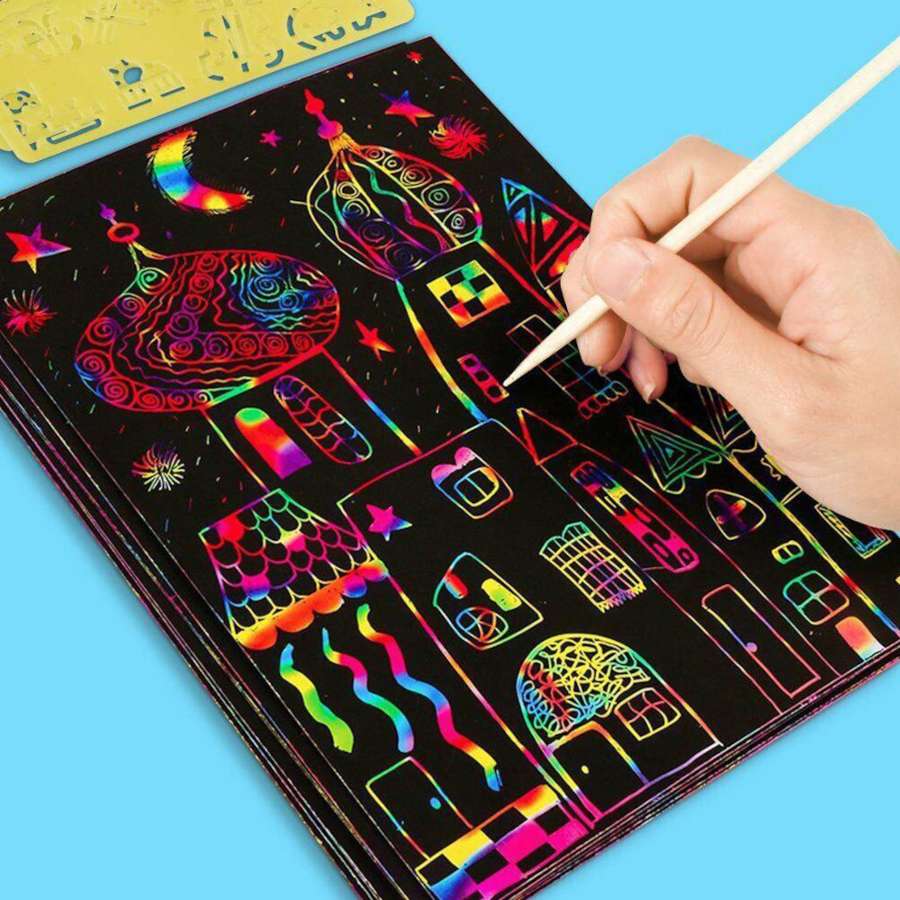 Rainbow Scratch Paper Note Pad Magic Doodle Notebook – CopyPencil.pk