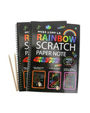 rainbow scratch paper note book with wooden stylys black book for colorful drawing 