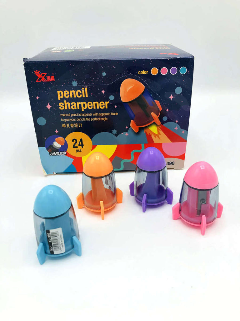 Rocket Shaped Colorful Pencil Sharpeners For Kids – CopyPencil.pk