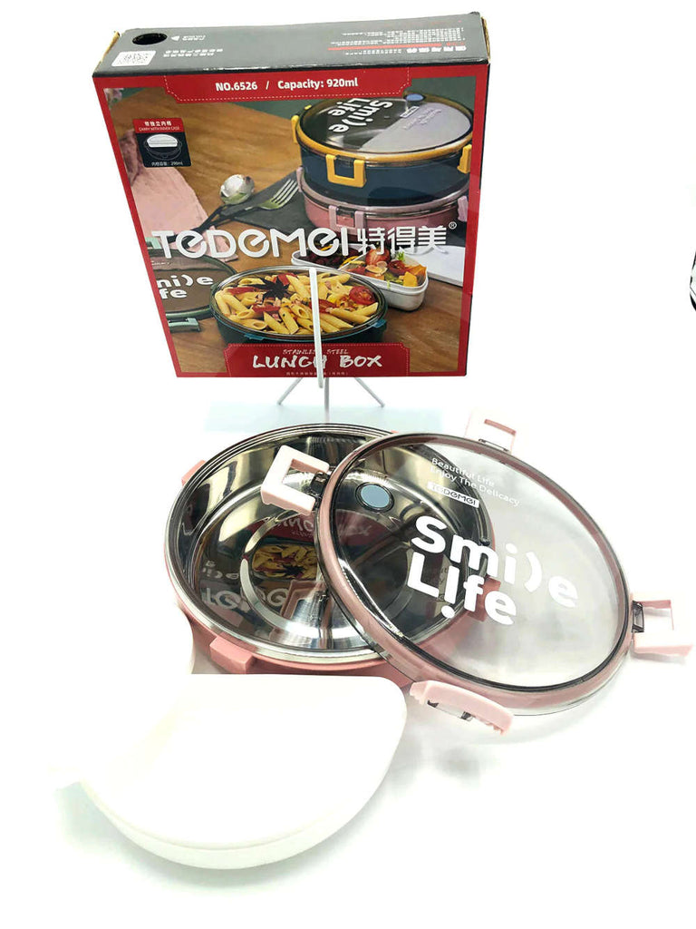 Buy Stainless Steel Lunch Box Hot Cold Resistance Circle 920ML ...