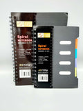 A4 and A5 size, spiral ring binded notebook black color