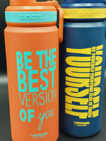 Typography Design Stainless Steel Sport Thermos Double Wall Insulated Water Bottle Vacuum Flask
