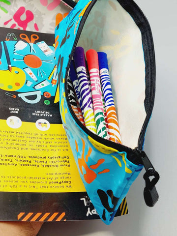 Printed Zipped Pencil Case Stationery Pouch For Boys and Girls