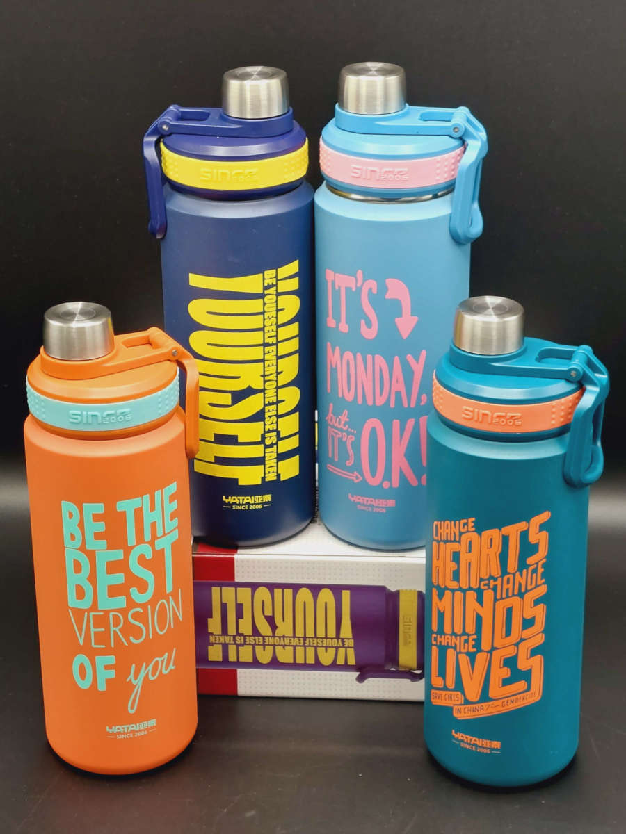 Typography Design Stainless Steel Sport Thermos Double Wall Insulated Water Bottle Vacuum Flask
